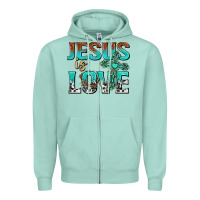 Seafoam jesus is love Zipper Hoodie - texasbilliewilder