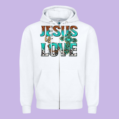 Jesus Is Love Zipper Hoodie Designed By Texasbilliewilder