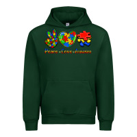 Forest Green Peace Love Autism Urban Hoodie - Jasminsmagicworld