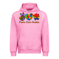 Fuchsia Pink Peace Love Autism Urban Hoodie - Jasminsmagicworld