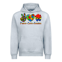 Heather Grey Peace Love Autism Urban Hoodie - Jasminsmagicworld
