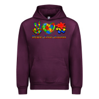 Mauve Wine Peace Love Autism Urban Hoodie - Jasminsmagicworld