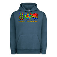 Pigment Midnight Navy Peace Love Autism Urban Hoodie - Jasminsmagicworld