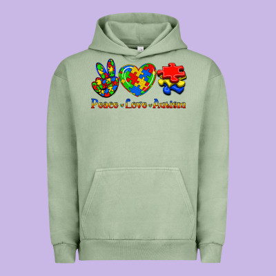 Peace Love Autism Urban Hoodie Designed By Jasminsmagicworld