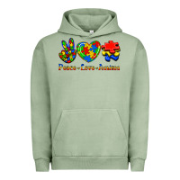 Pigment Oil Green Peace Love Autism Urban Hoodie - Jasminsmagicworld