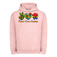 Pigment Salmon Peace Love Autism Urban Hoodie - Jasminsmagicworld