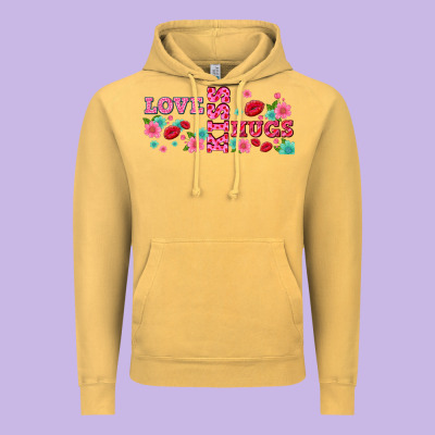 Floral Love And Kiss Vintage Hoodie Designed By Adodesignshop