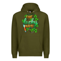 Army Green st.patricks one lucky nurse Premium Hoodie - BarkalooDesign