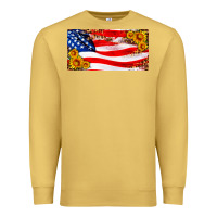 Antique Gold usa flag and sunflower license plate Premium Sweatshirt - HRA Design Shop