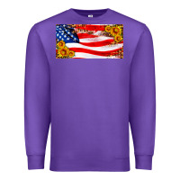 Purple usa flag and sunflower license plate Premium Sweatshirt - HRA Design Shop
