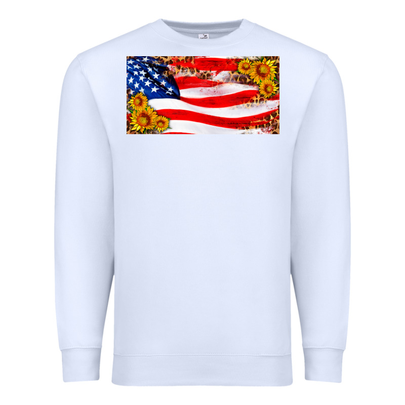 Usa Flag And Sunflower License Plate Premium Sweatshirt by HRA Design Shop | Teevron