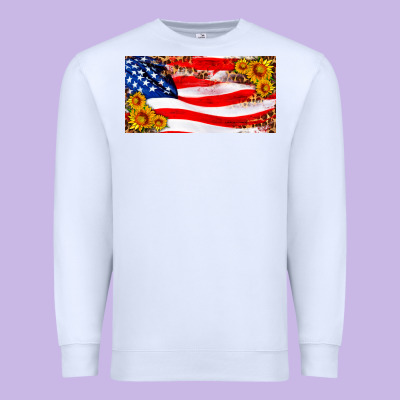 Usa Flag And Sunflower License Plate Premium Sweatshirt Designed By Hra Design Shop