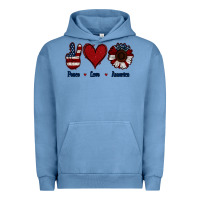 Pigment Pebble Blue Peace Love America Urban Hoodie - Jasminsmagicworld