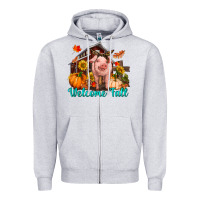 Heather Grey Welcome fall pig Zipper Hoodie - RanaPortraitStore