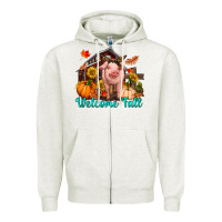 Oatmeal Heather Welcome fall pig Zipper Hoodie - RanaPortraitStore