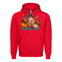Red Welcome fall pig Zipper Hoodie - RanaPortraitStore