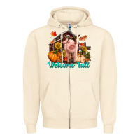 Sandshell Welcome fall pig Zipper Hoodie - RanaPortraitStore