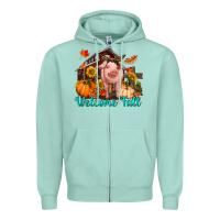 Seafoam Welcome fall pig Zipper Hoodie - RanaPortraitStore