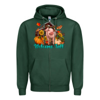Sports Green Welcome fall pig Zipper Hoodie - RanaPortraitStore