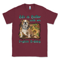 Burgundy life is better with a english bulldog Classic Tee - BarkalooDesign