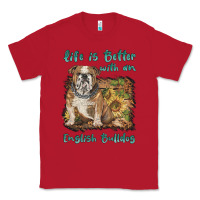 Red life is better with a english bulldog Classic Tee - BarkalooDesign