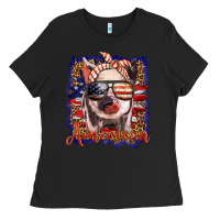 Black amerıcan pig Ladies Tee - BarkalooDesign