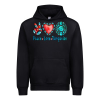 Black Peace Love Turquoise Urban Hoodie - Jasminsmagicworld