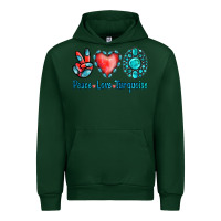 Forest Green Peace Love Turquoise Urban Hoodie - Jasminsmagicworld