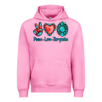 Fuchsia Pink Peace Love Turquoise Urban Hoodie - Jasminsmagicworld