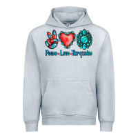 Heather Grey Peace Love Turquoise Urban Hoodie - Jasminsmagicworld