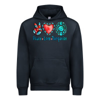 Navy Peace Love Turquoise Urban Hoodie - Jasminsmagicworld