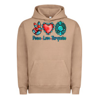 Pigment Burro Peace Love Turquoise Urban Hoodie - Jasminsmagicworld