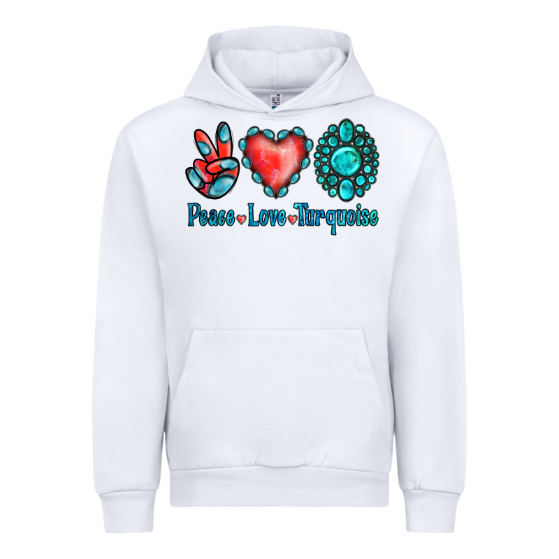 Peace Love Turquoise Urban Hoodie by Jasminsmagicworld | Teevron