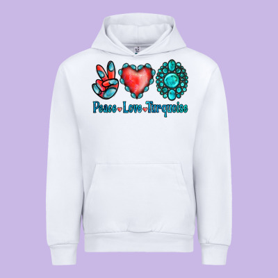 Peace Love Turquoise Urban Hoodie Designed By Jasminsmagicworld
