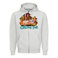 Dove Grey Welcome fall pigs Zipper Hoodie - RanaPortraitStore