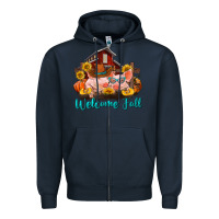 Navy Welcome fall pigs Zipper Hoodie - RanaPortraitStore