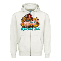 Oatmeal Heather Welcome fall pigs Zipper Hoodie - RanaPortraitStore