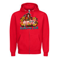 Red Welcome fall pigs Zipper Hoodie - RanaPortraitStore