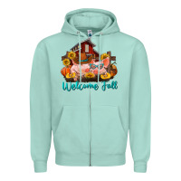 Welcome Fall Pigs Zipper Hoodie | Teevron
