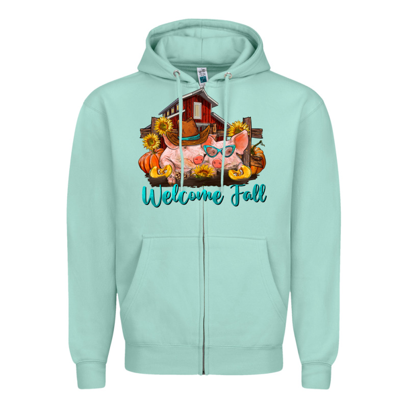 Welcome Fall Pigs Zipper Hoodie by RanaPortraitStore | Teevron