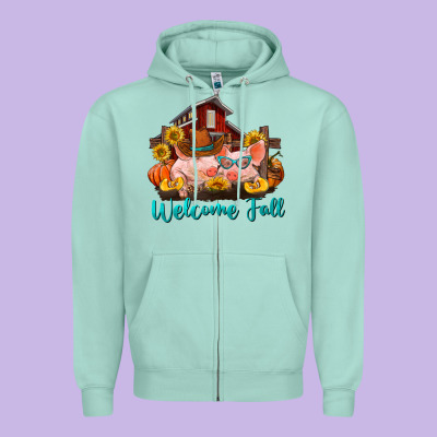 Zipper Hoodie Welcome fall pigs