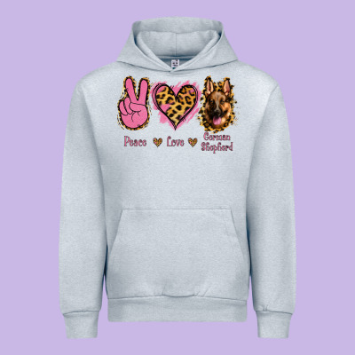 Peace Love German Shepherd Urban Hoodie Designed By Jasminsmagicworld