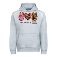 Heather Grey Peace Love German Shepherd Urban Hoodie - Jasminsmagicworld
