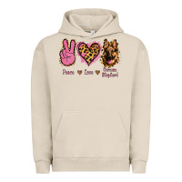 Pigment French Oak Peace Love German Shepherd Urban Hoodie - Jasminsmagicworld