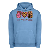 Pigment Pebble Blue Peace Love German Shepherd Urban Hoodie - Jasminsmagicworld