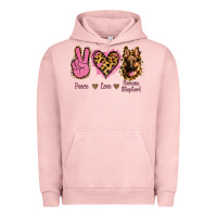Pigment Salmon Peace Love German Shepherd Urban Hoodie - Jasminsmagicworld