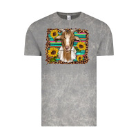 Cloud Rock goat daisy sunflowers leopard serape glitter Vintage Tee - Artiststas