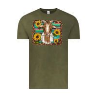 Vintage Olive goat daisy sunflowers leopard serape glitter Vintage Tee - Artiststas