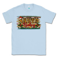 Dusty Blue Santa Baby Western Christmas Classic Tee - RanaPortraitStore