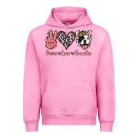 Fuchsia Pink Peace Love French Bulldog Urban Hoodie - Jasminsmagicworld